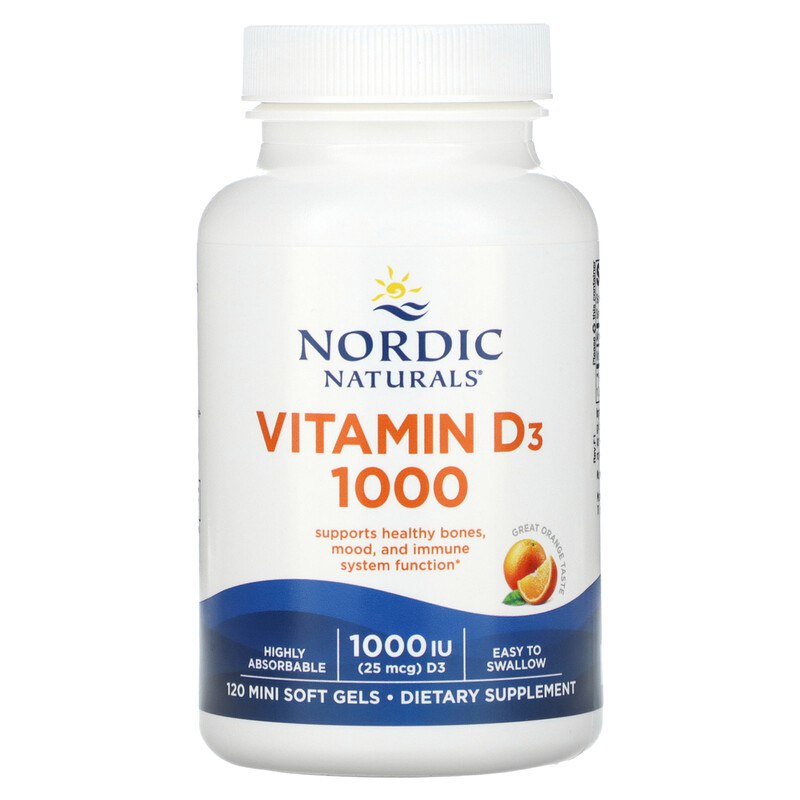 Вітамін D3 (апельсин), Vitamin D3, Nordic Naturals, 1000 МО, 120 гелевих капсул
