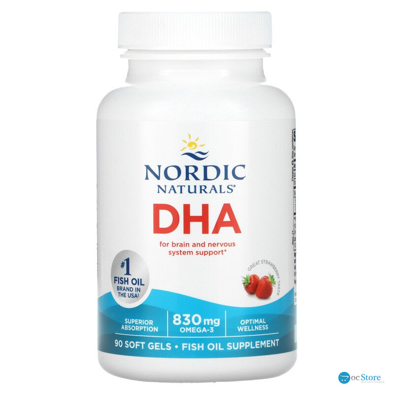 Риб'ячий жир екстра (полуниця), DHA, Nordic Naturals, 415 мг, 90 капсул