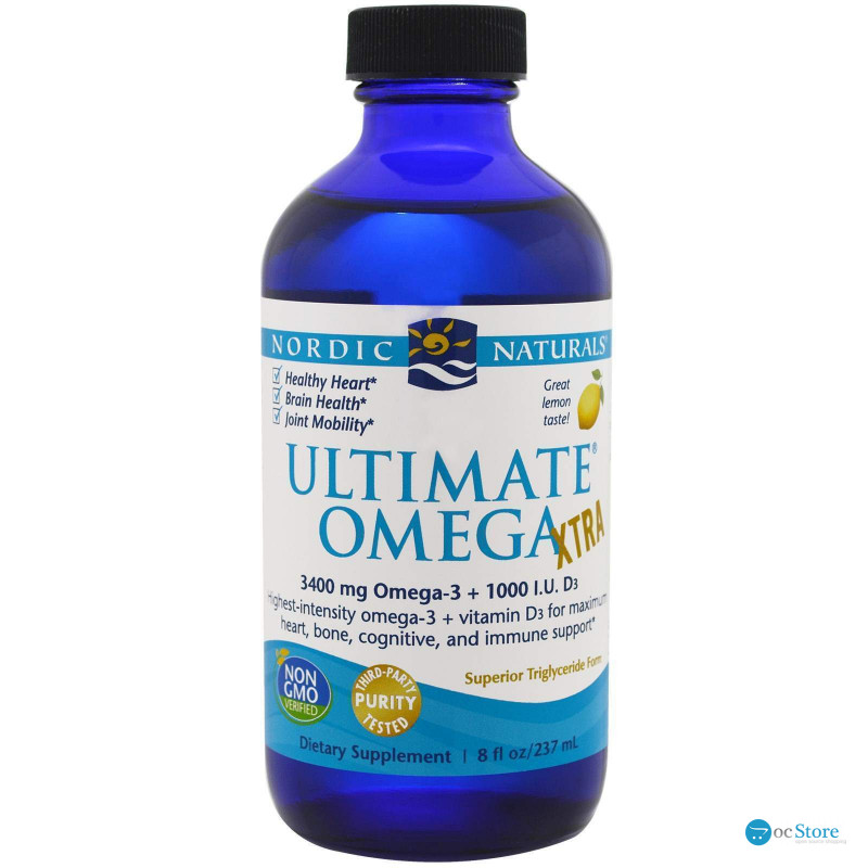 Омега екстра, Omega Xtra, Nordic Naturals, лимонний смак, 237 мл.
