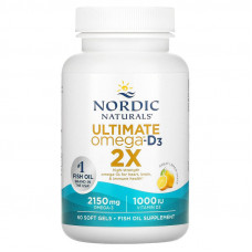 Риб'ячий жир, Ultimate Omega 2X, Nordic Naturals, лимон, 2150 мг, 60 гелевих капсул