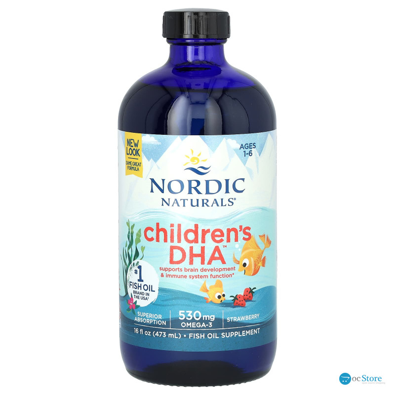 Риб'ячий жир для дітей від 1 до 6 років, Children's DHA, Nordic Naturals, полуниця, рідкий, 530 мг, 473 мл