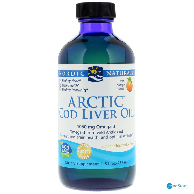 Риб'ячий жир з печінки тріски, Arctic Cod Liver Oil, Nordic Naturals, апельсин, арктичний, 237 мл