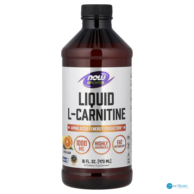 L-карнітин, L-Carnitine, Now Foods, Sports, рідкий, цитрус, 473 мл