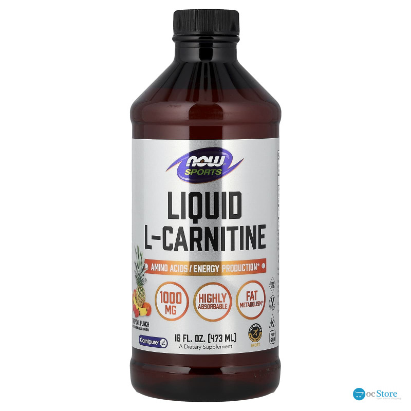 L-карнітин, L-Carnitine, Now Foods, Sports, рідкий, тропічний пунш, 473 мл