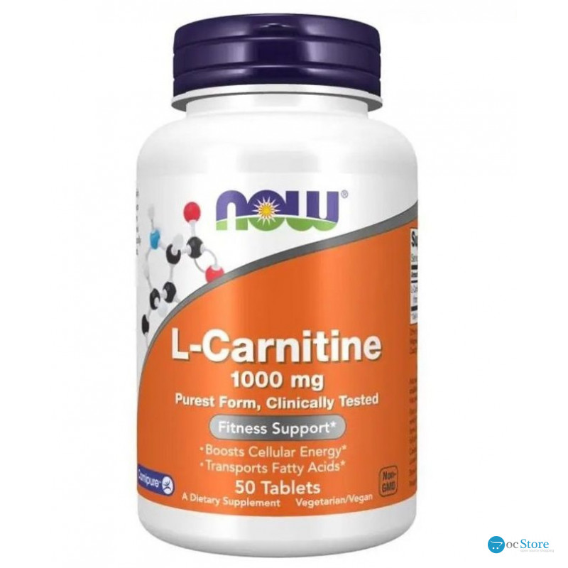 L-карнітин, L-Carnitine, Now Foods, 1000 мг, 50 таблеток