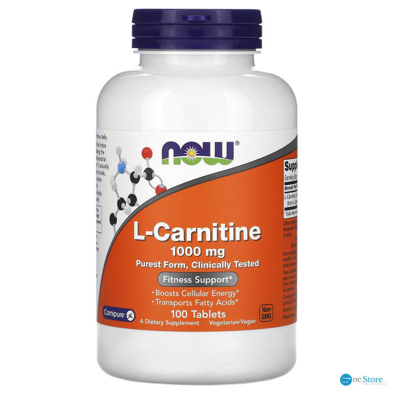 L-карнітин, L-Carnitine, Now Foods, 1000 мг, 100 таблеток