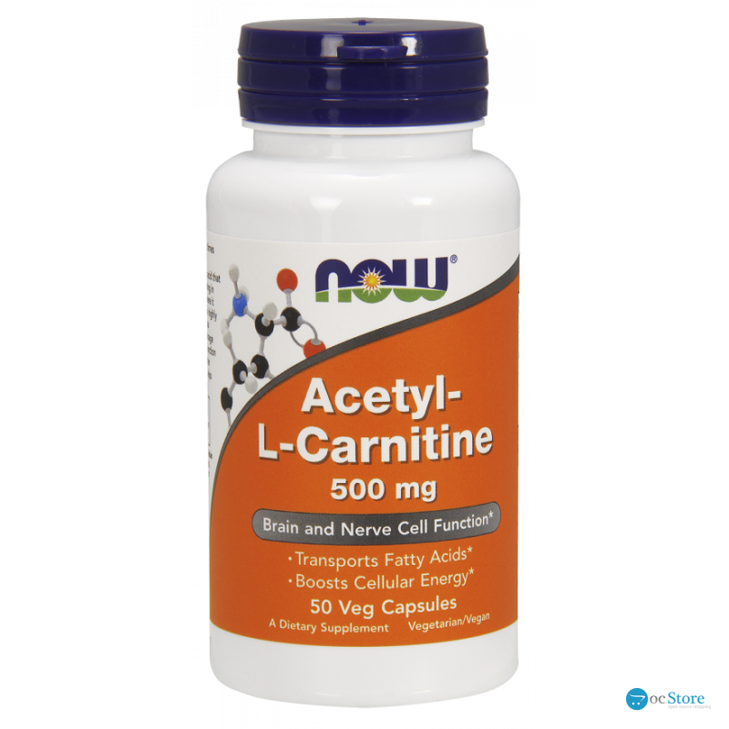 Ацетил Л карнітин, Acetyl-L-Carnitine, Now Foods, 500 мг, 50 вегетаріанських капсул
