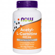 Ацетил карнітин, Acetyl-L Carnitine, Now Foods, 500 мг, 100 вегетаріанських капсул