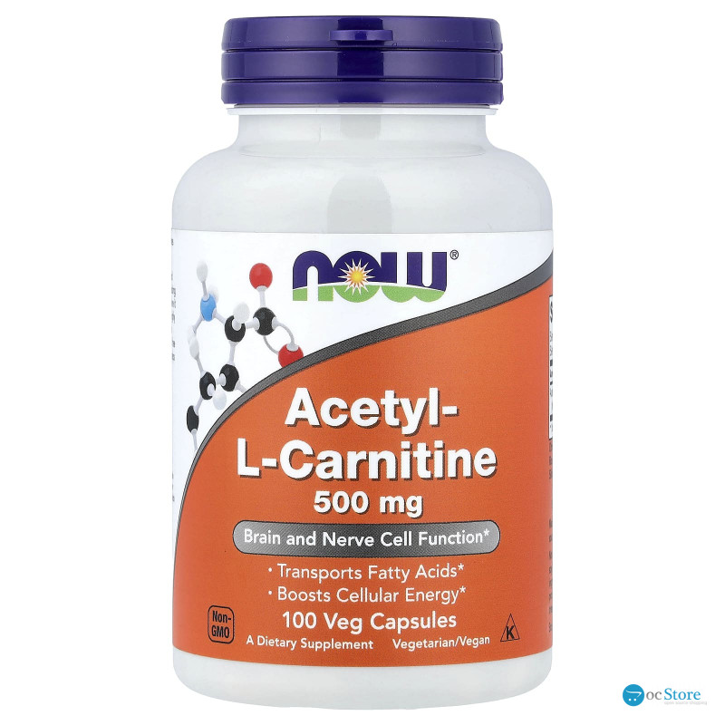 Ацетил карнітин, Acetyl-L Carnitine, Now Foods, 500 мг, 100 вегетаріанських капсул