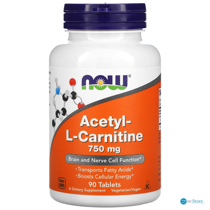 Ацетил карнітин, Acetyl-L Carnitine, Now Foods, 750 мг, 90 таблеток