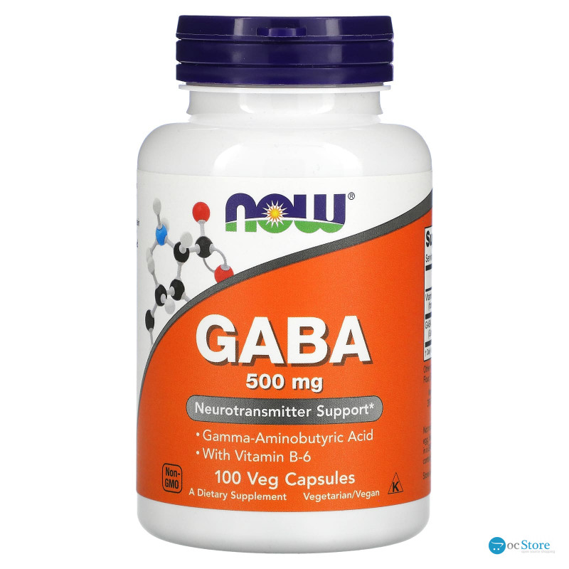 Гамма-аміномасляна кислота з вітаміном В-6, GABA with Vitamin B-6, NOW Foods, 500 мг, 100 вегетаріанських капсул