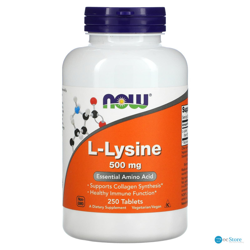 L-лізин, L-Lysine, Now Foods, 500 мг, 250 таблеток