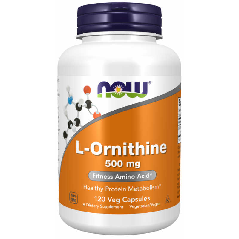 L-орнітин, L-Ornithine, Now Foods, 500 мг, 120 вегетаріанських капсул