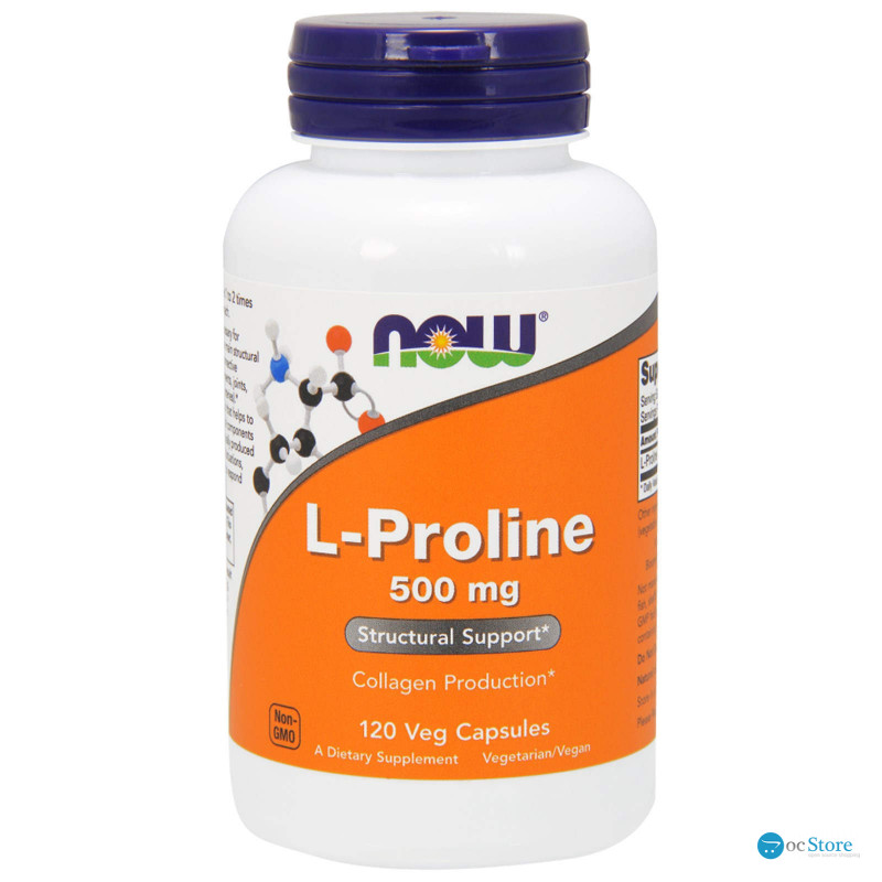 Пролін, L-Proline, Now Foods, 500 мг, 120 вегетаріанських капсул