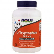 Триптофан, L-Tryptophan, Now Foods, 500 мг, 120 вегетаріанських капсул