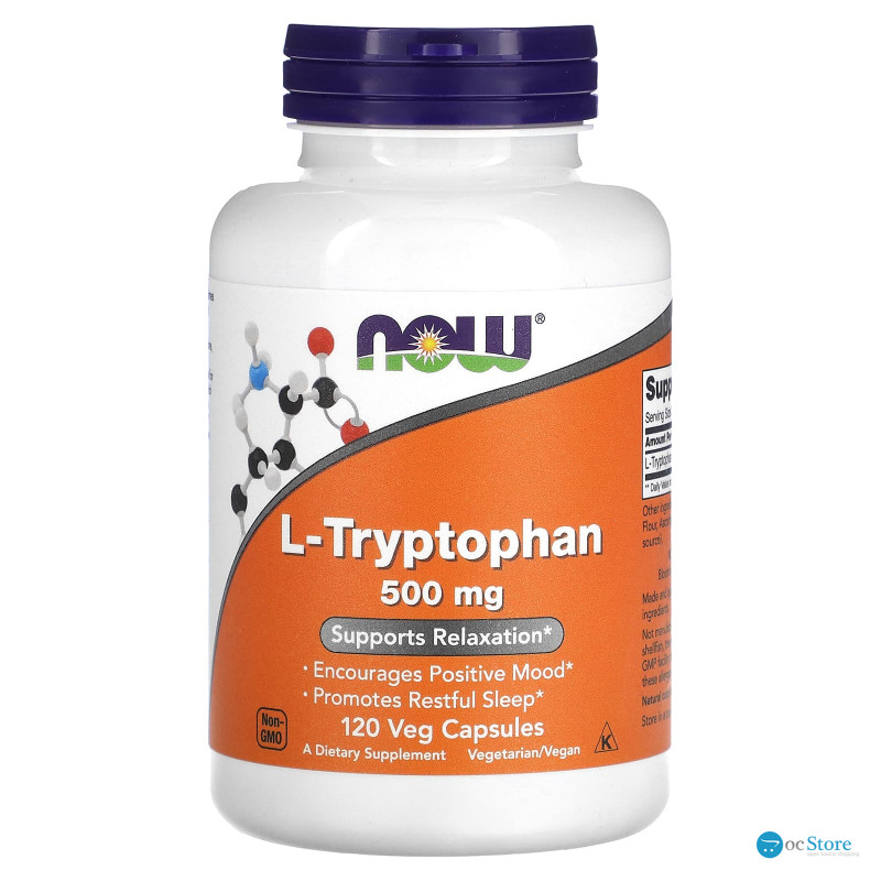 Триптофан, L-Tryptophan, Now Foods, 500 мг, 120 вегетаріанських капсул