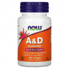 Вітаміни А та D, Vitamins A&D, Now Foods, 100 гелевих капсул