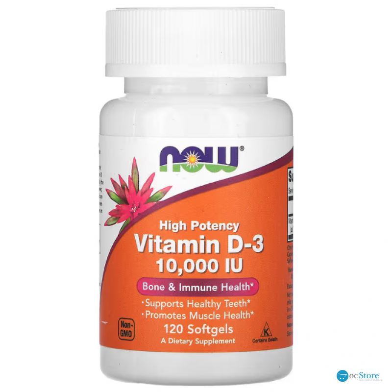Вітамін D-3, Vitamin D-3, NOW Foods, високоефективний, 10000 МО, 120 гелевих капсул