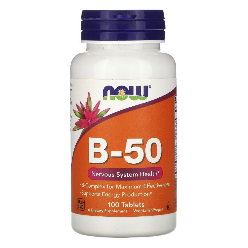 Вітаміни В-50 комплекс, Vitamin B-50, Now Foods, 100 таблеток
