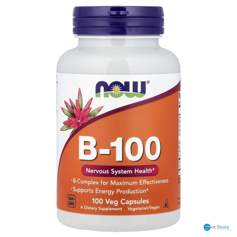 Комплекс В-100 для нервової системи, B-100, NOW Foods, 100 вегетаріанських капсул