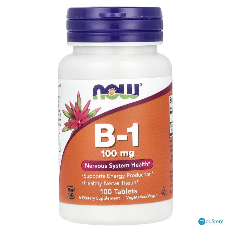 Тіамін, Вітамін В1, Vitamin B-1, NOW Foods, 100 мг, 100 таблеток