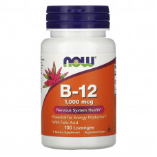 Вітамін В12 та фолієва кислота, B-12 With Folic Acid, Now Foods, 1000 мкг, 100 цукерок
