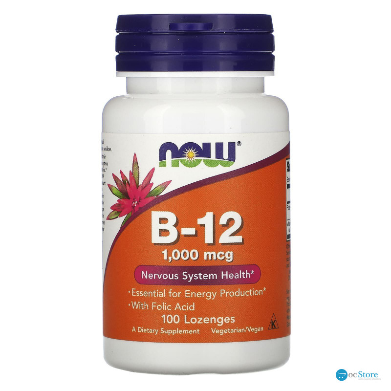 Вітамін В12 та фолієва кислота, B-12 With Folic Acid, Now Foods, 1000 мкг, 100 цукерок
