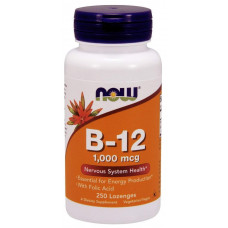 Вітамін В-12 і фолієва кислота, Vitamin B-12/Folic Acid, Now Foods 1000 мкг, 250 льодяників