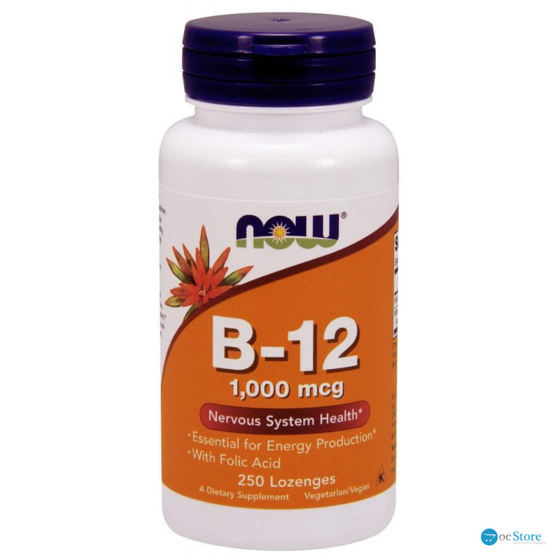 Вітамін В-12 і фолієва кислота, Vitamin B-12/Folic Acid, Now Foods 1000 мкг, 250 льодяників