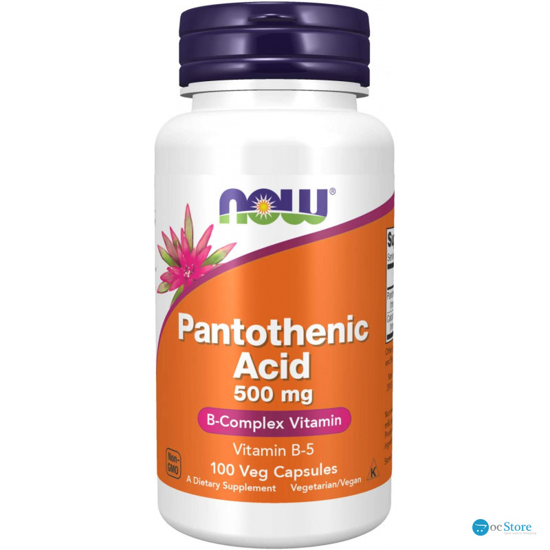 Пантотенова кислота, Pantothenic Acid, Now Foods, 500 мг, 100 вегетаріанських капсул