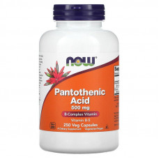 Пантотенова кислота, Pantothenic Acid, Now Foods, 500 мг, 250 рослинних капсул