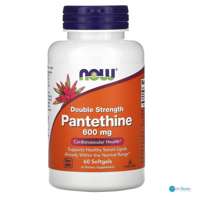 Пантетин, Pantethine, Now Foods, подвійна сила, 600 мг, 60 гелевих капсул