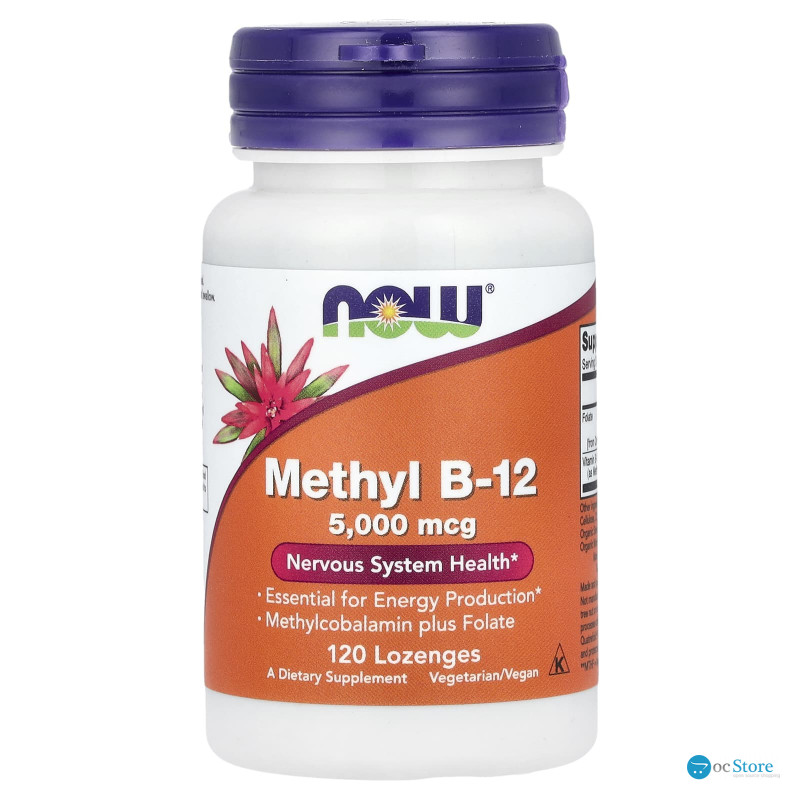 Вітамін В12, Methyl B-12, NOW Foods, метил, 5000 мкг, 120 льодяників