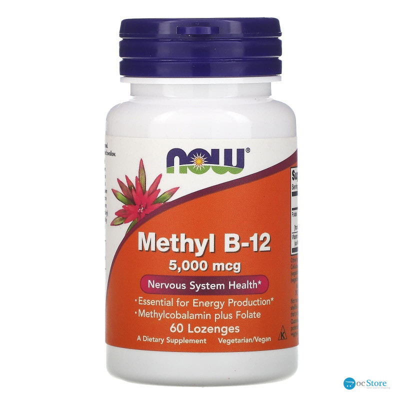 Вітамін В12, Methyl B-12, Now Foods, метил, 5000 мкг, 60 льодяників
