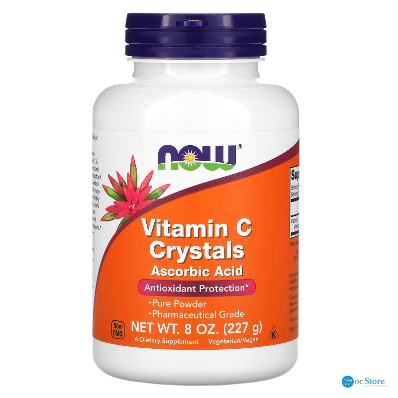 Вітамін С, Vitamin C, Now Foods, кристали, 227 г