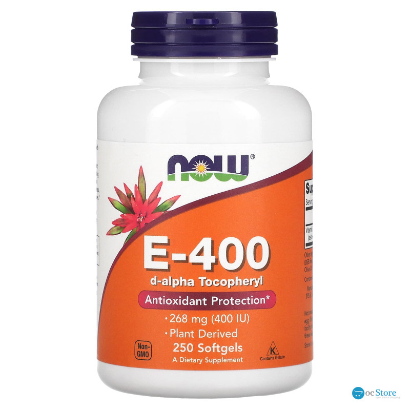 Вітамін Е, E-400, Now Foods, 268 мг (400 МО), 250 гелевих капсул
