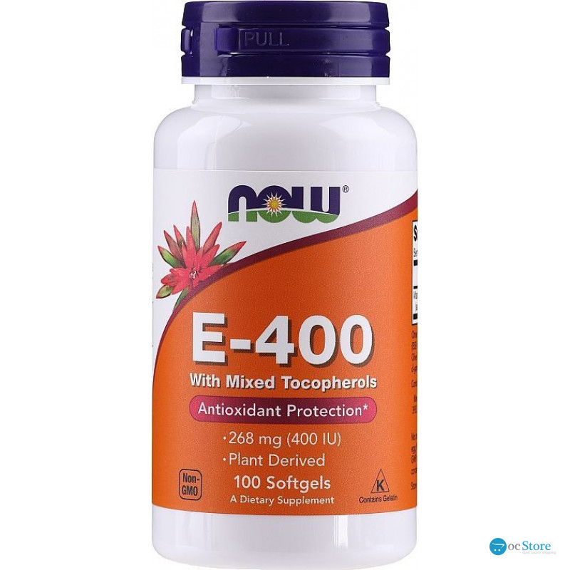 Вітамін Е, E-400, Now Foods, зі змішаними токоферолами, 268 мг (400 МО), 100 гелевих капсул