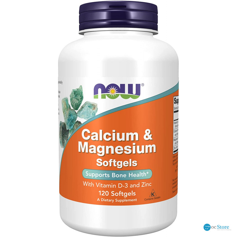 Кальцій та магній, Calcium & Magnesium, Now Foods, з вітаміном D-3 та цинком, 120 гелевих капсул