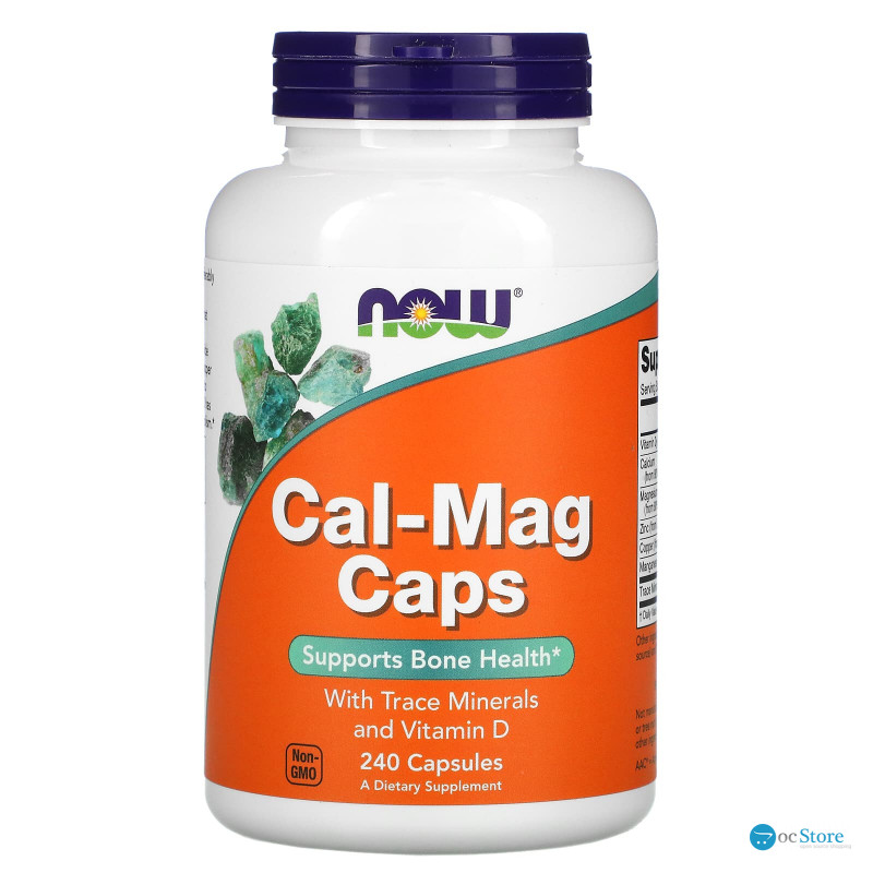 Кальцій та магній, Cal-Mag Caps, Now Foods, з мікроелементами та вітаміном D, 240 капсул