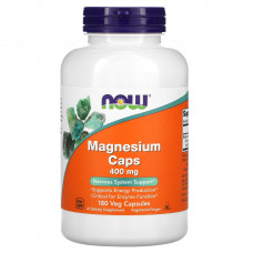 Магній, Magnesium Caps, Now Foods, 400 мг, 180 вегетаріанських капсул