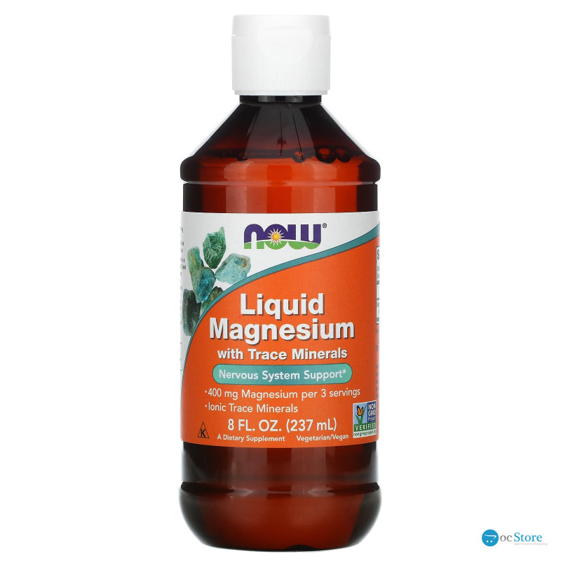 Магній, Magnesium, Now Foods, з концентрату мікроелементів, рідкий, 237 мл