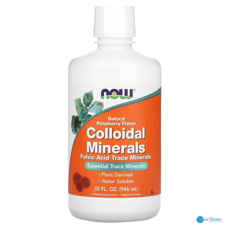 Колоїдні мінерали, Colloidal Minerals, Now Foods, смак малини, 946 мл