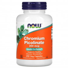 Хром піколінат, Chromium Picolinate, Now Foods, 200 мкг, 250 капсул