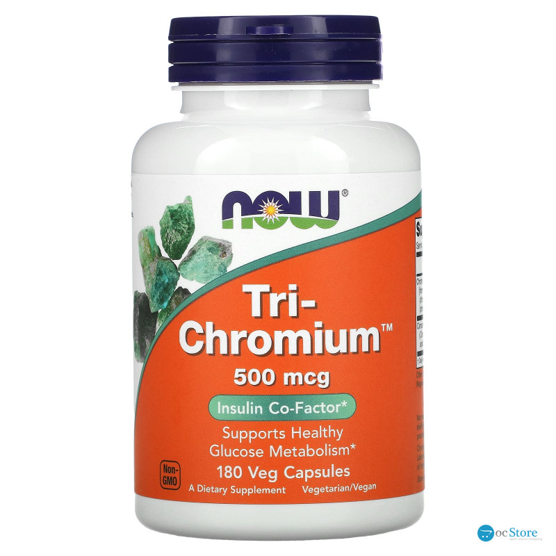 Хром, Tri-Chromium, Now Foods, 500 мкг, 180 вегетаріанських капсул