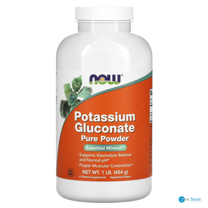 Калію глюконат, Potassium Gluconate, Now Foods, чистий порошок, 454 г