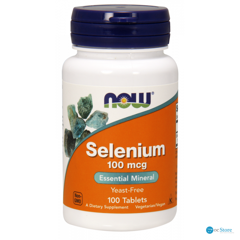 Селен, Selenium, Now Foods, без дріжджів, 100 мкг, 100 таблеток