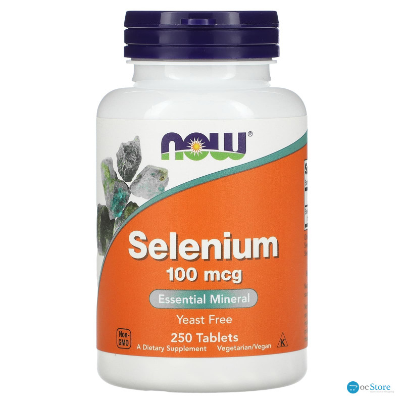 Селен, Selenium, Now Foods, без дріжджів, 100 мкг, 250 таблеток