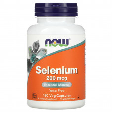 Селен, Selenium, Now Foods, 200 мкг, 180 вегетаріанських капсул