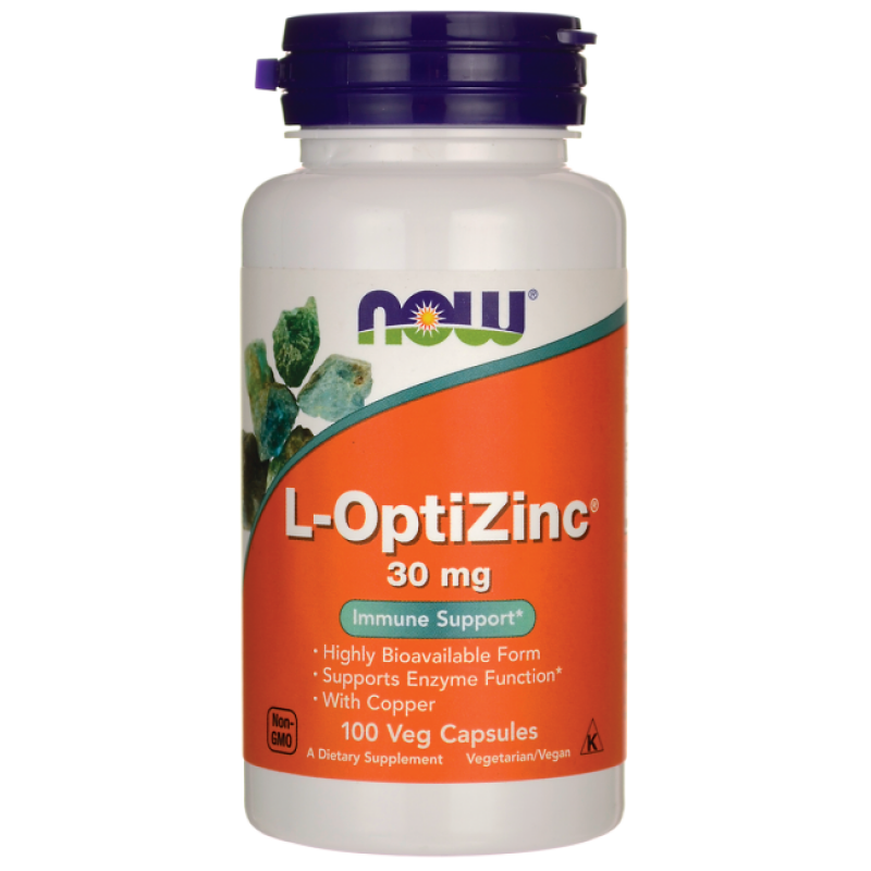 ОптіЦинк, L-OptiZinc, Now Foods, 30 мг, 100 вегетаріанських капсул