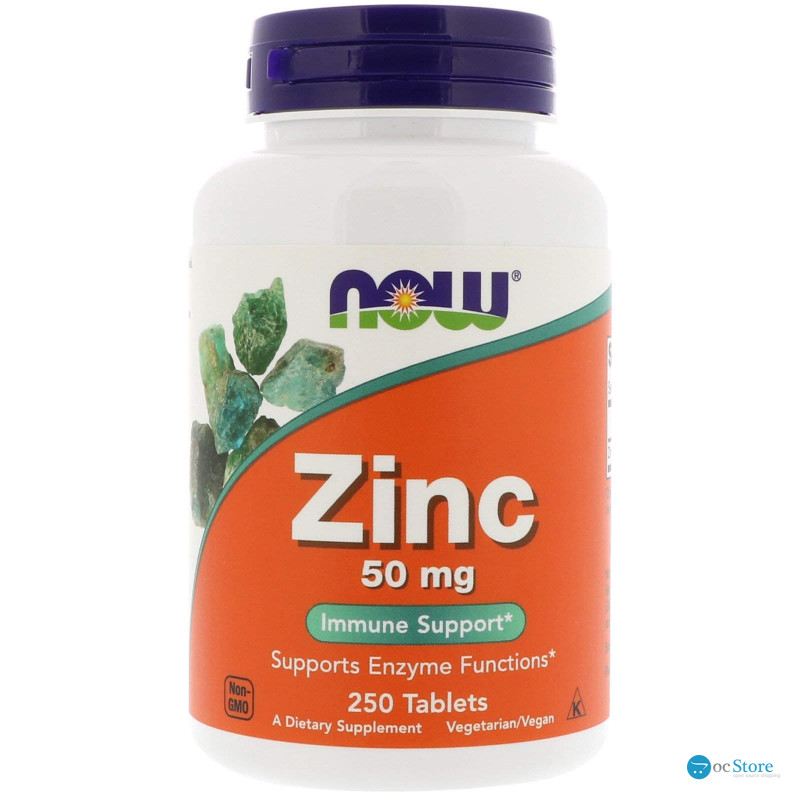 Цинк, Zinc, Now Foods, 50 мг, 250 таблеток